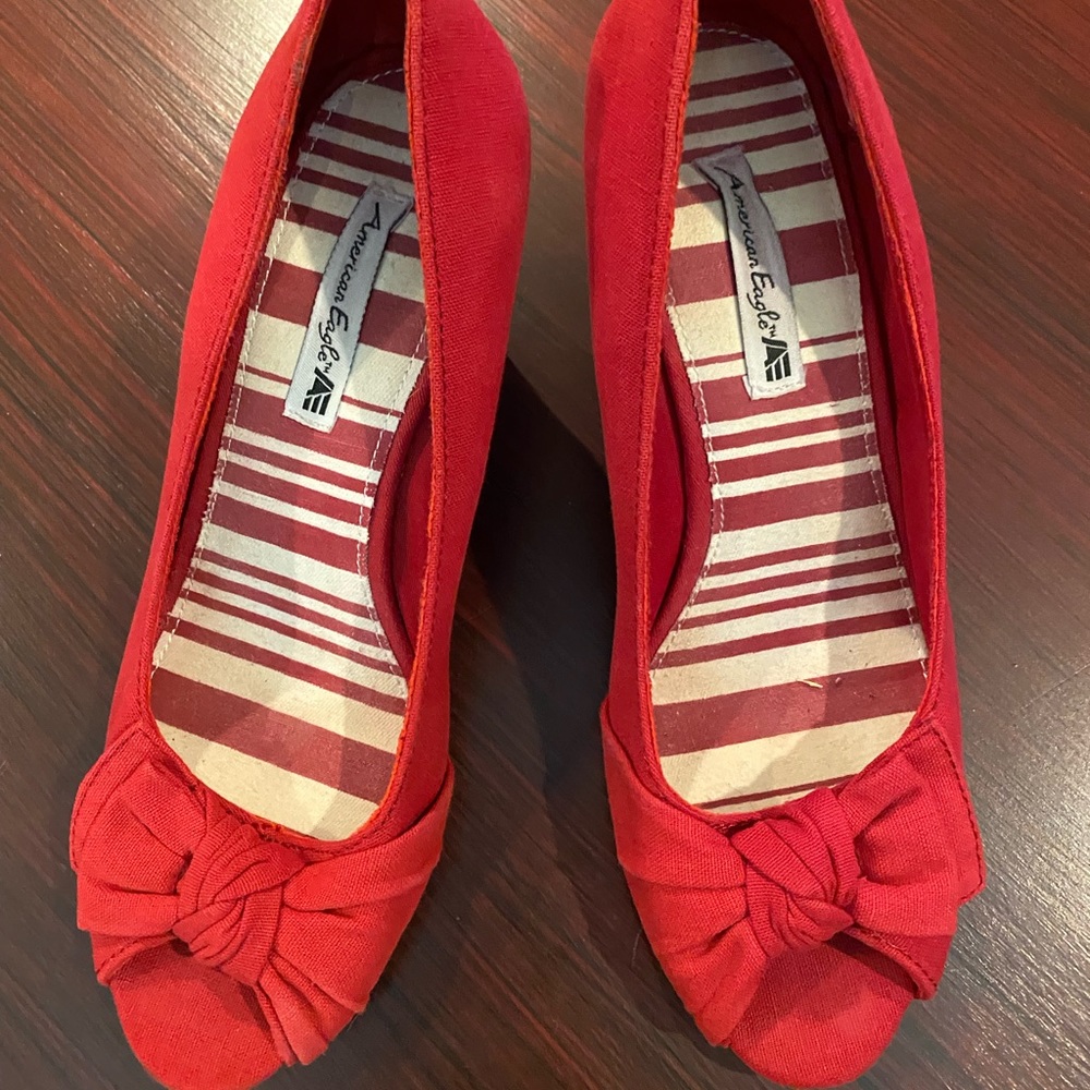American Eagle Red Wedge size 6.5